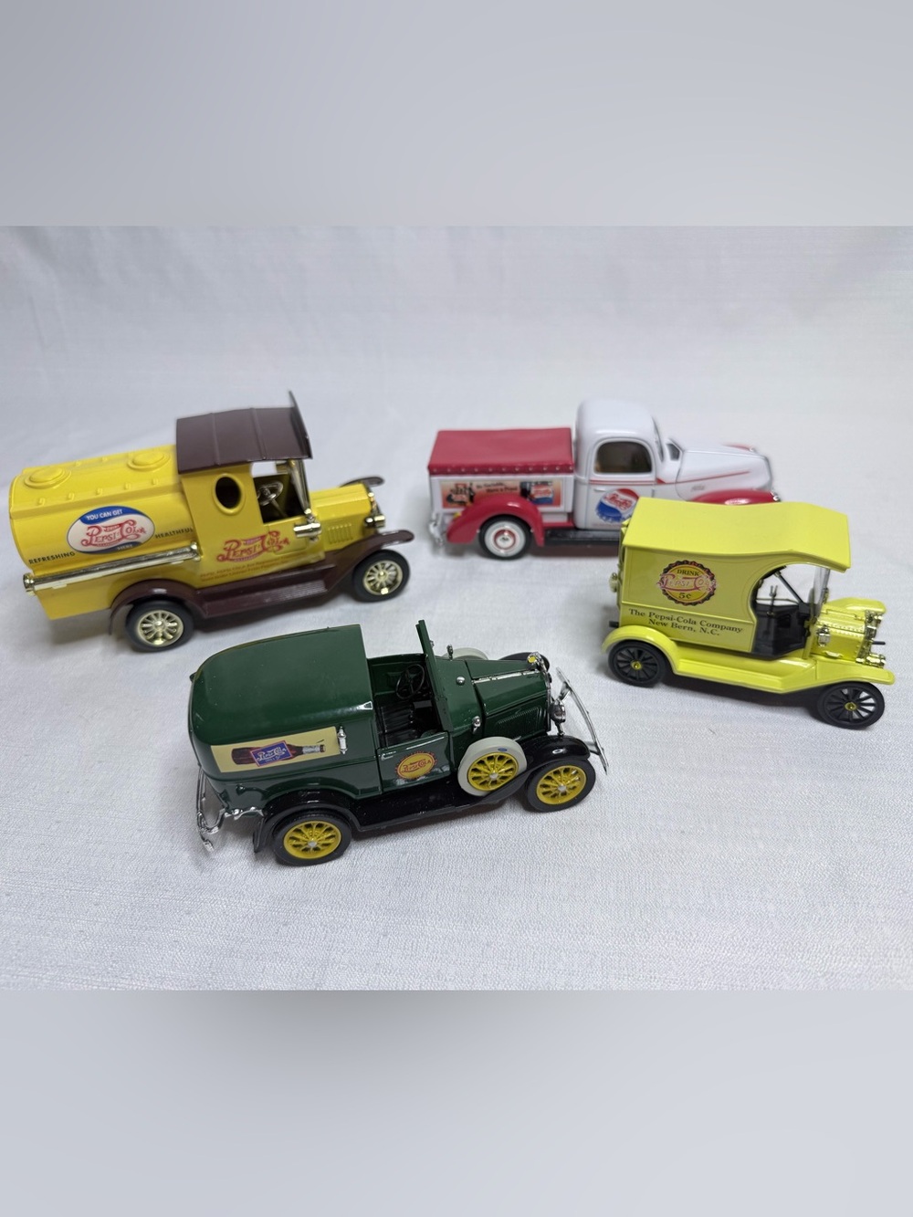 Pepsi-Cola Diecast Vintage Delivery Trucks Cars Advertising Lot of 4 Collectible